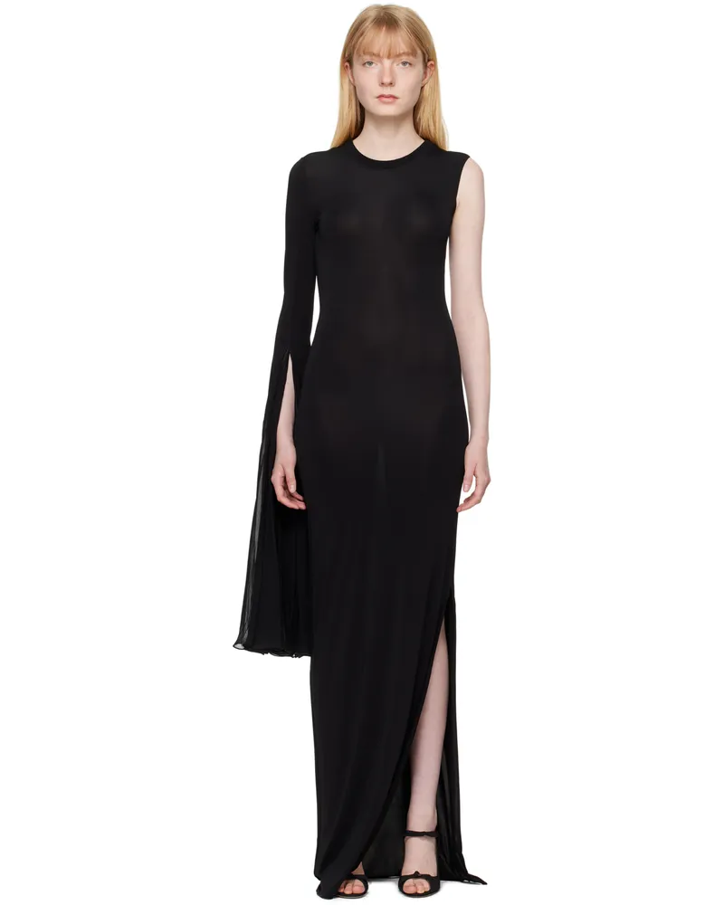 Nensi Dojaka Black Asymmetric Maxi Dress Black