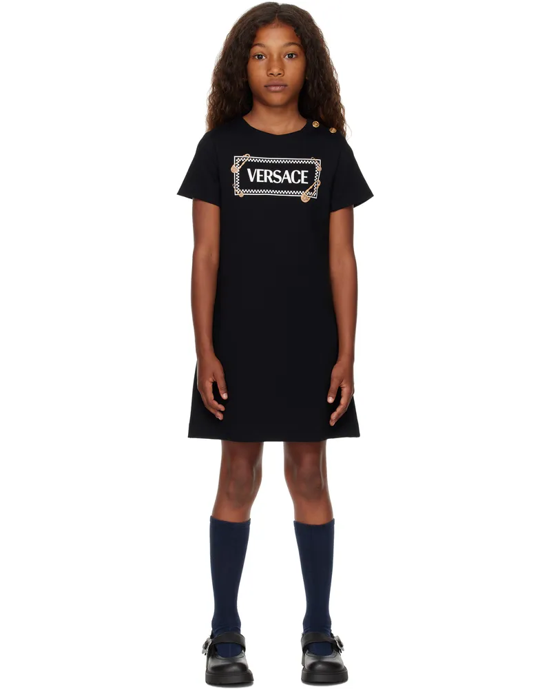 Versace Kids Black Safety Pin Logo Dress 2bv60