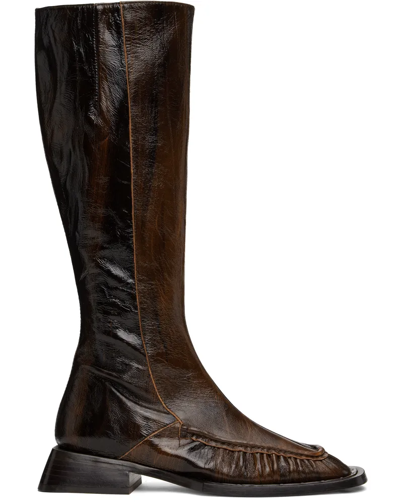 Miista Brown Pats Tall Boots Brown