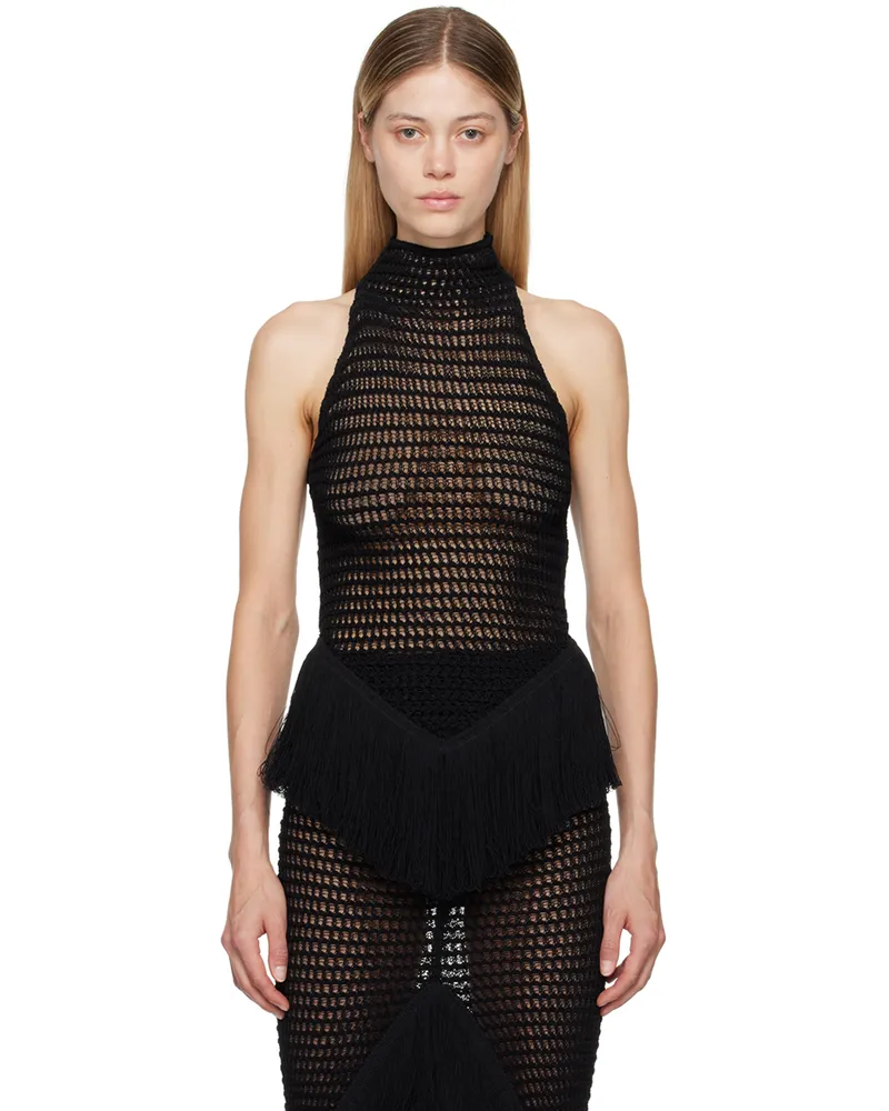 Alaïa Black Fringes Tank Top -