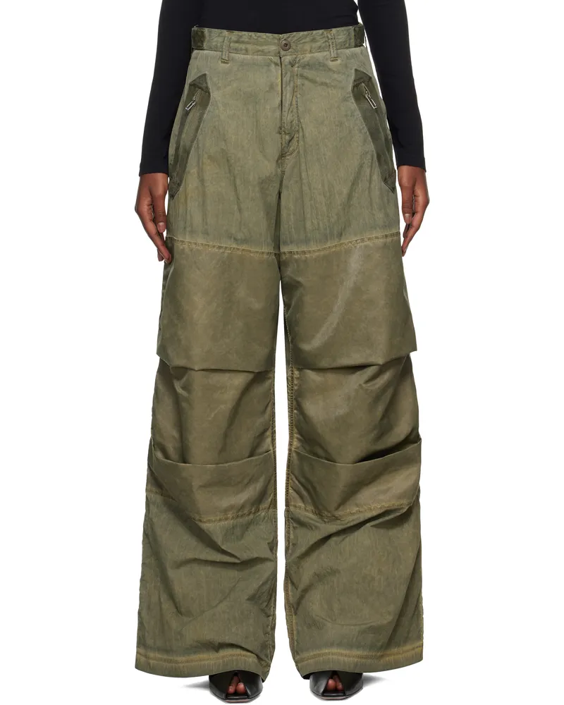 032c Khaki 'Clay' Utility Trousers Washed