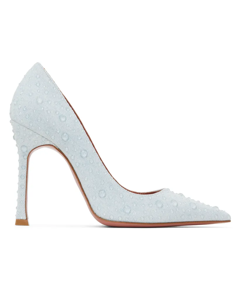 Amina Muaddi Blue Elsa Crystal Pump Heels Light