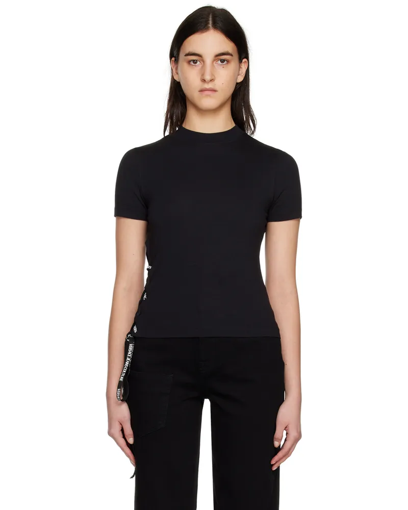 Versace Jeans Black Lace-Up T-Shirt E899