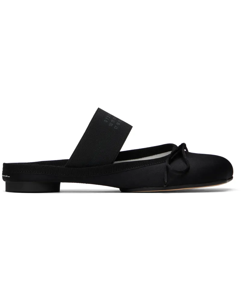 Maison Margiela Black Satin Anatomic Logo Ballerina Slippers T8013