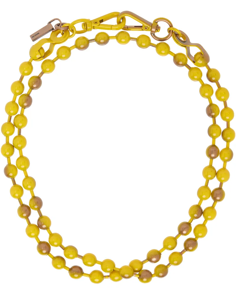 WE 11 DONE Yellow & Bronze Colored Ball Chain Necklace Yellow