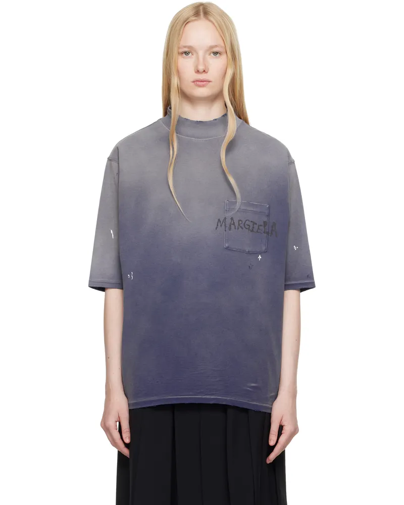 Maison Margiela Blue Graffiti Logo T-shirt 466