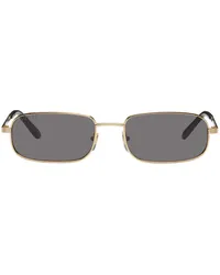 Gucci Gold Rectangular Frame Sunglasses Gold-gold-grey