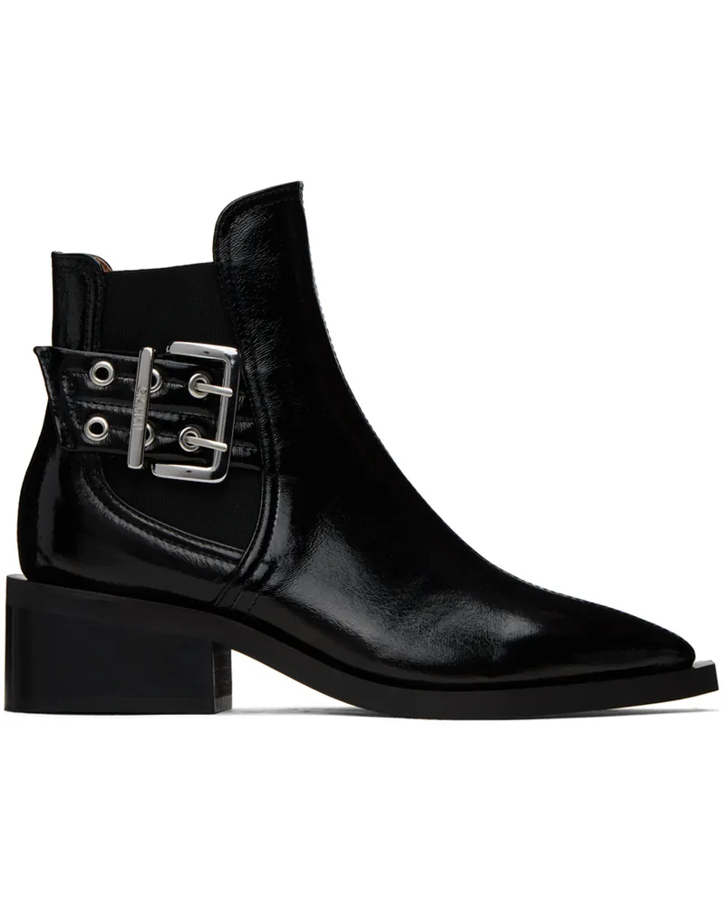 Ganni Black Chunky Buckle Chelsea Boots 099