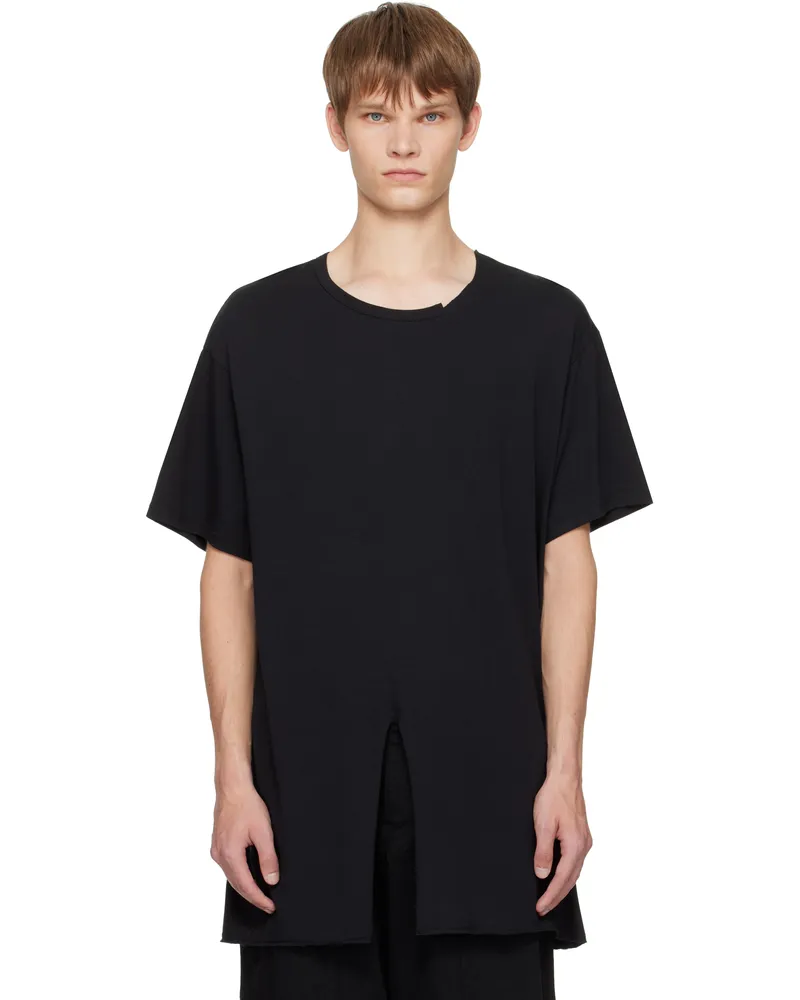 Yohji Yamamoto Black Single Jersey Slit Round Neck T-shirt 2