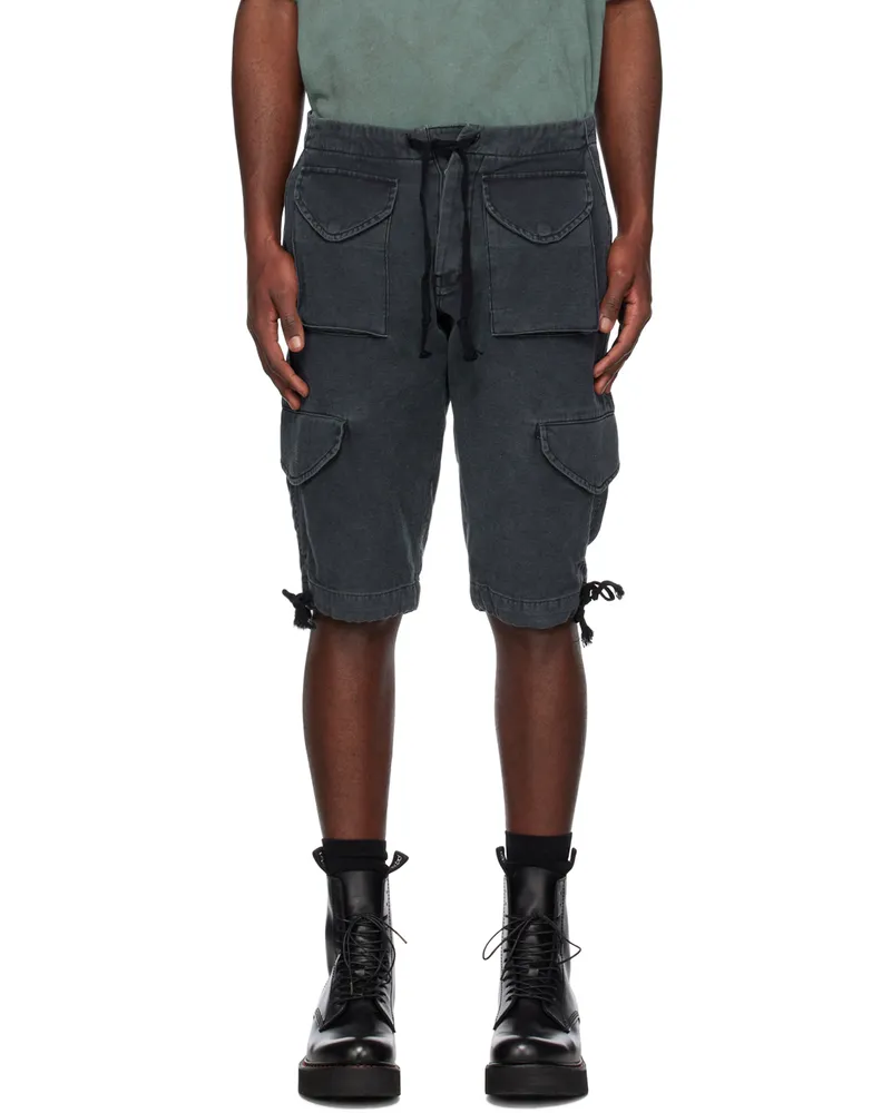 Greg Lauren Black Army Jacket Shorts Black
