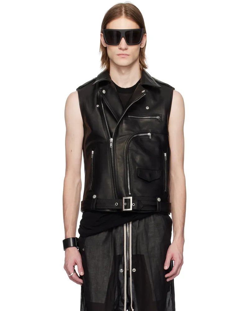 Rick Owens Black Hollywood SL Bauhaus Stooges Leather Vest 09