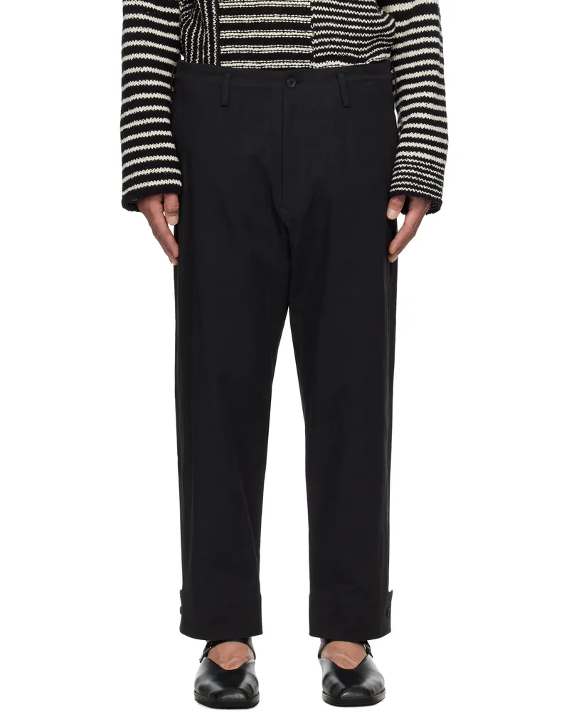 Yohji Yamamoto Black Belted Hem Trousers 1