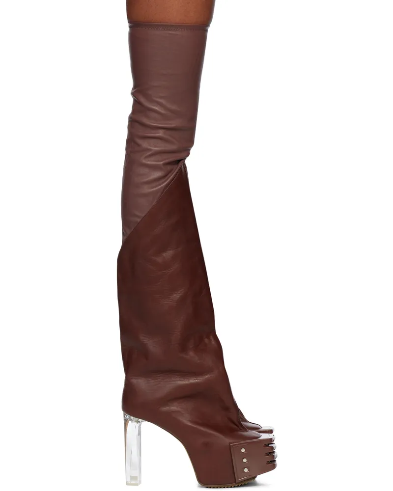 Rick Owens Burgundy Rhino Grilled Kiss Boots 90