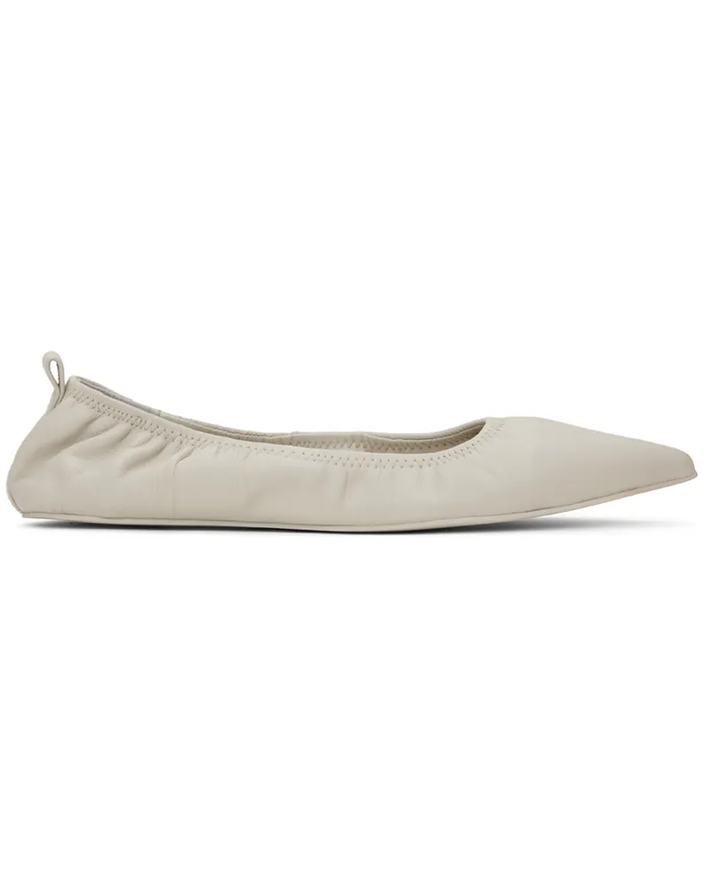 St. Agni White Pointed Toe Ballerina Flats Cool