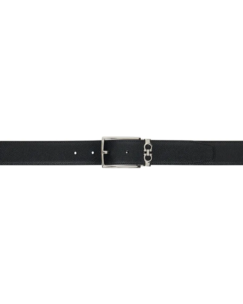 Ferragamo Black & Brown Gancini Reversible Belt Nero