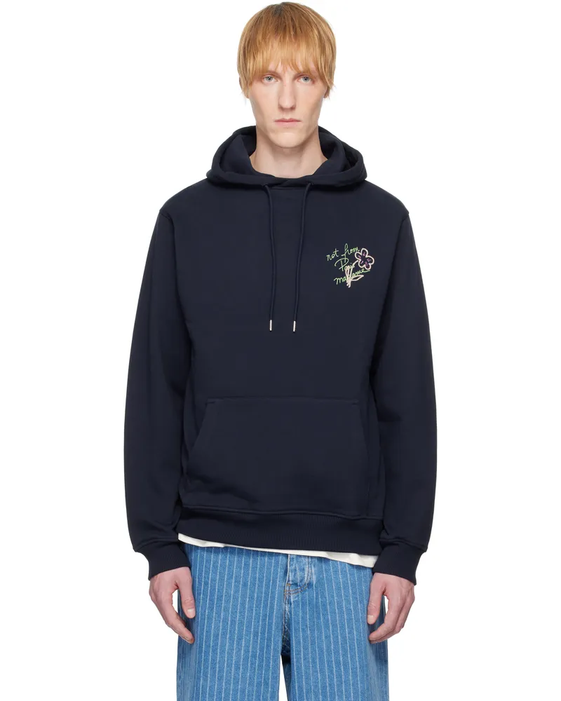 Drôle de Monsieur Navy 'Le Hoodie Slogan Esquisse' Hoodie Navy