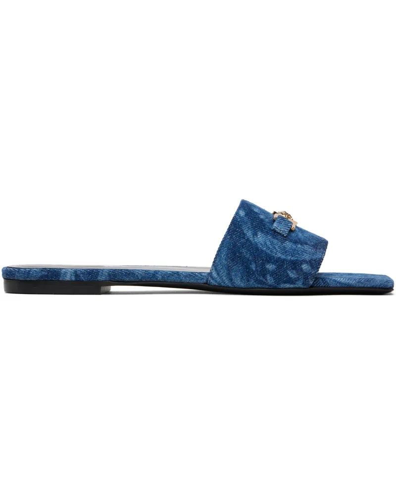 Versace Blue Barocco Denim Mules 1d06v-blue-versace