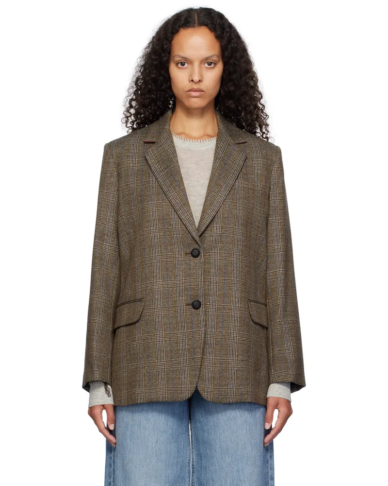 Rag & Bone Brown Lainey Plaid Blazer Brownplaid