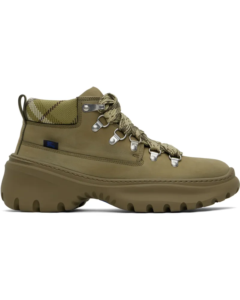 Burberry Khaki Nubuck Scoot Hike Boots Swamp