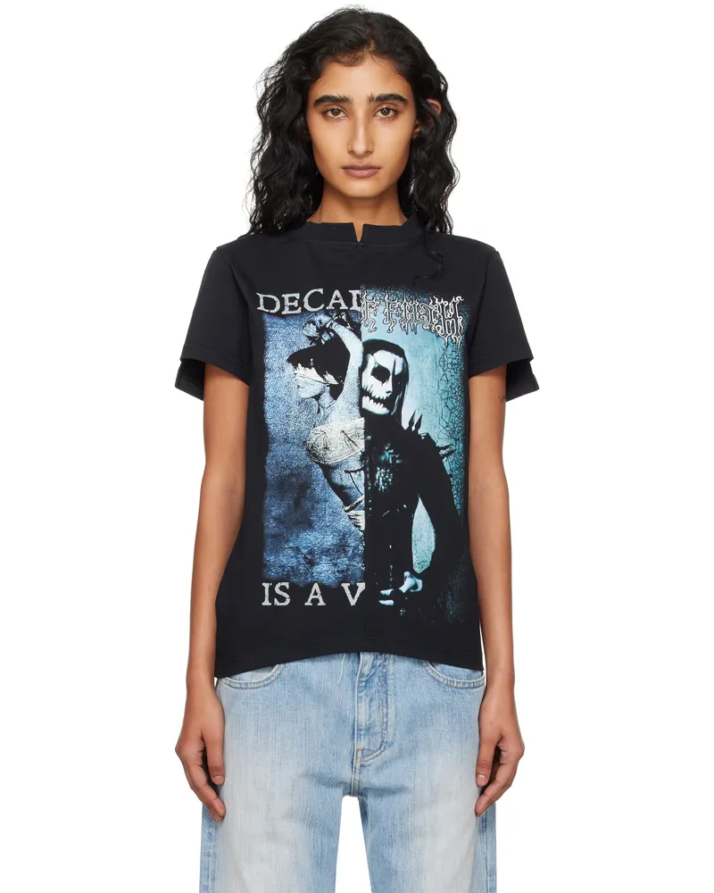 VETEMENTS Black Cradle of Filth Cut-Up Fitted T-shirt Black