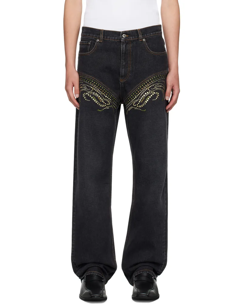 Y/PROJECT SSENSE Exclusive Black Crystal Jeans Black