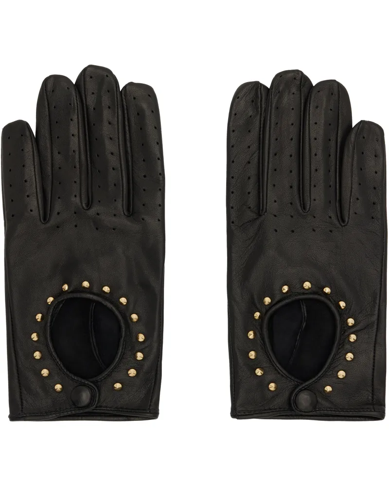 Ernest W. Baker Black Leather Driving Gloves Black