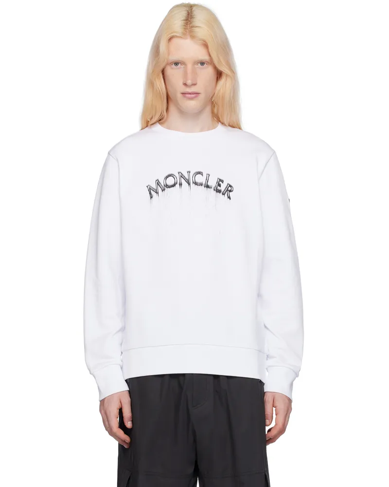 Moncler White Printed Sweatshirt Brilliant