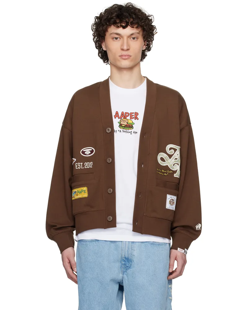 AAPE by A Bathing Ape Brown Main Cardigan Bwx