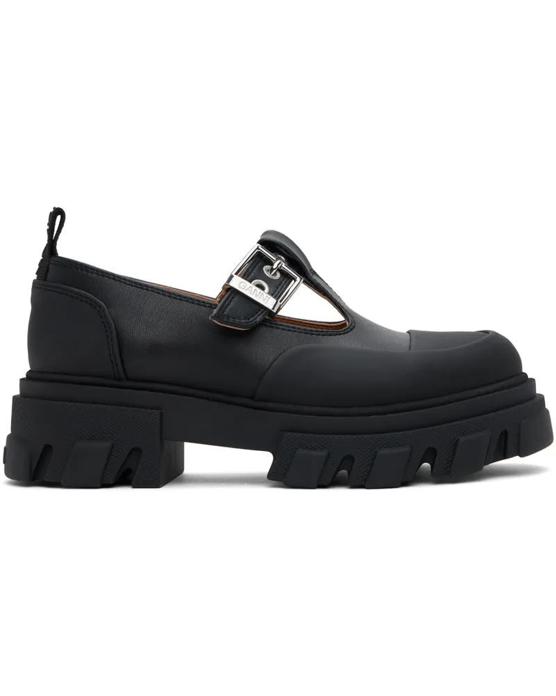 Ganni Black Cleated Mary Jane Loafers Black