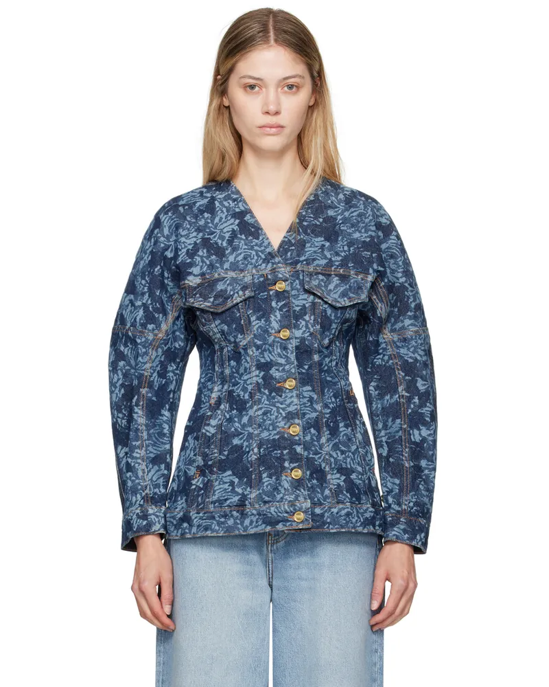 Ganni Navy Lazer Denim Jacket 566