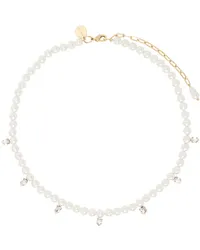 Simone Rocha White Pearl & Crystal Dagger Choker Necklace Pearl