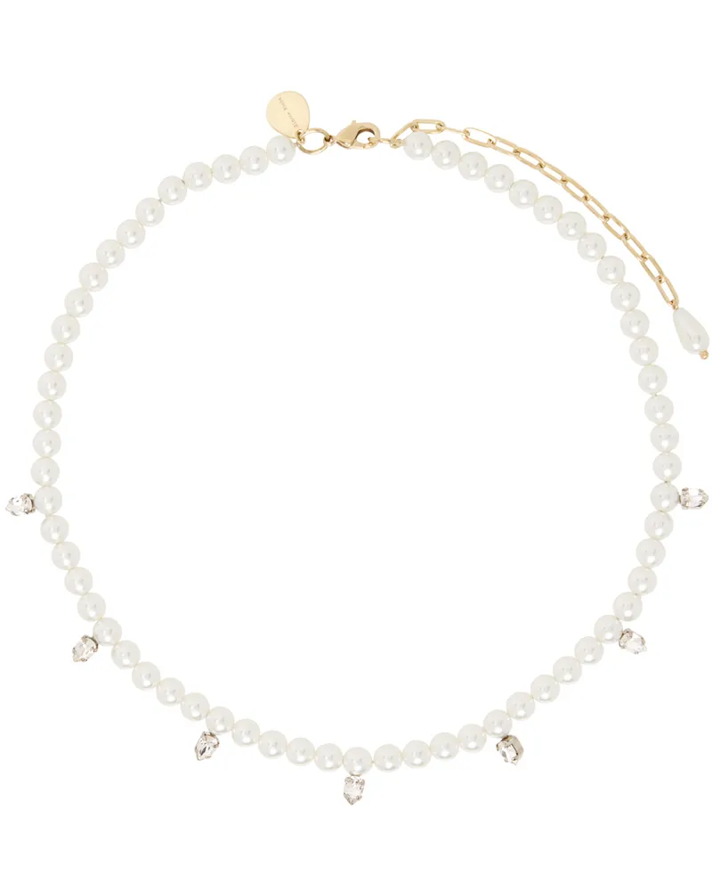 Simone Rocha White Pearl & Crystal Dagger Choker Necklace Pearl