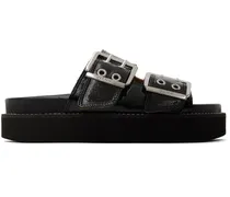 Black Chunky Buckle Sandals