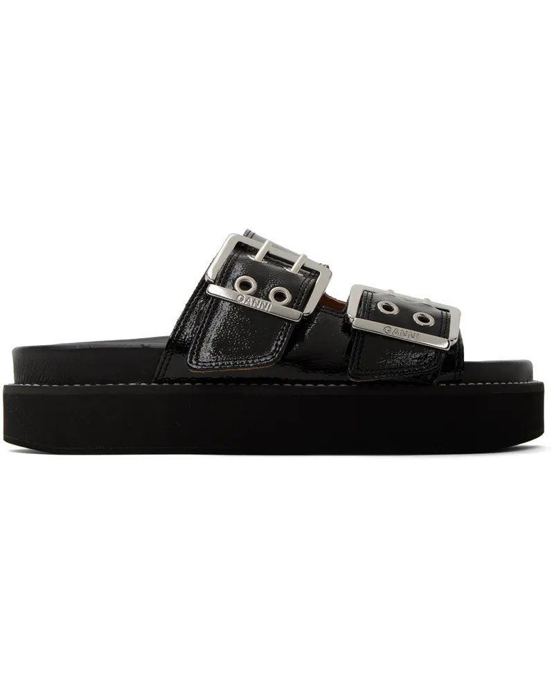 Ganni Black Chunky Buckle Sandals 099