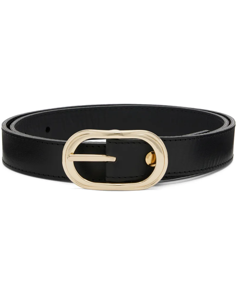 Ernest W. Baker Black Buckle Leather Belt Black