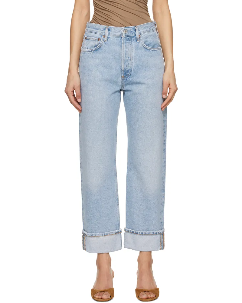 AGOLDE Blue Fran Low Slung Straight Jeans Force