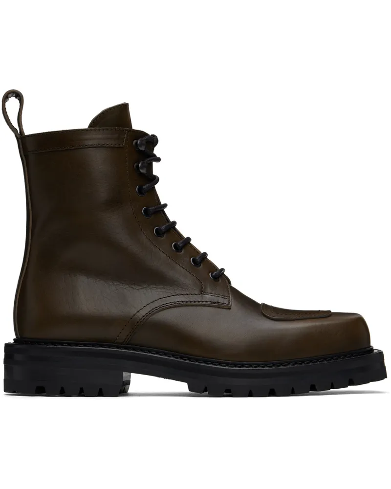 Dries van Noten Khaki Lace-up Boots 633