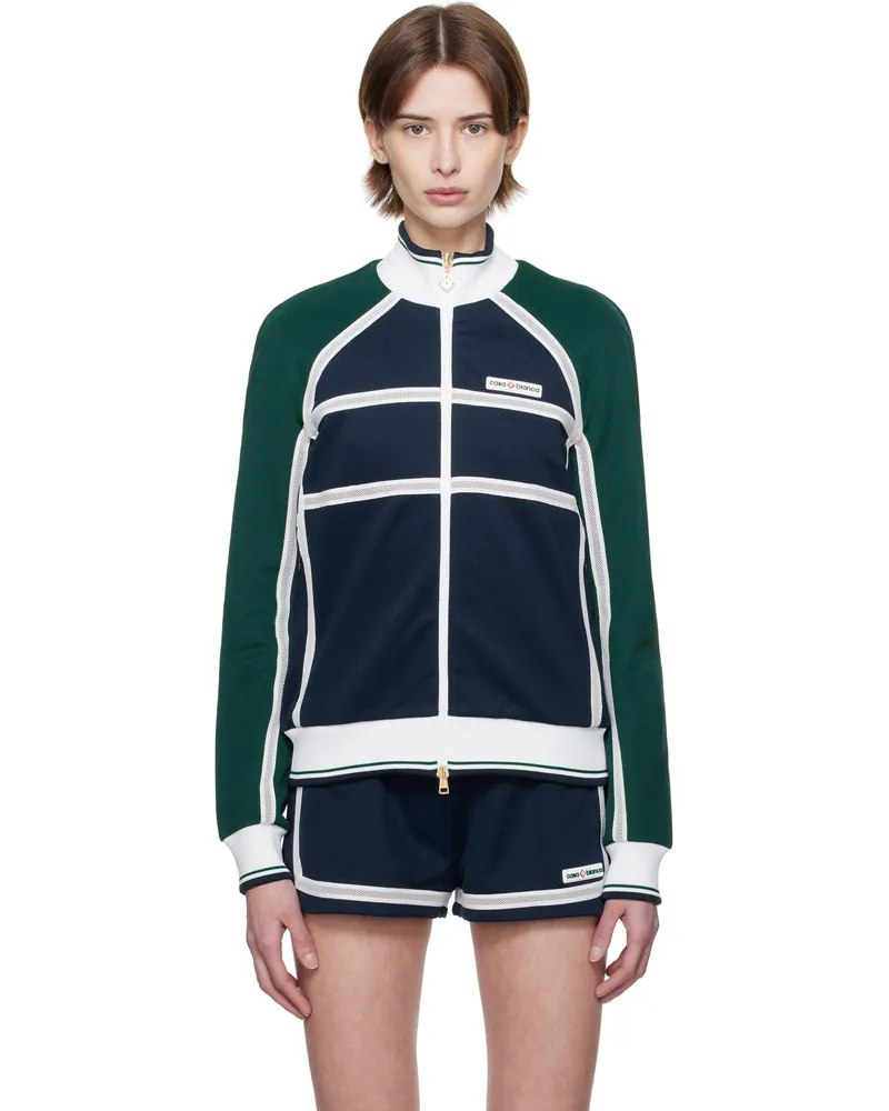 Casablanca Paris Navy & Green Mesh Tape Track Jacket Navy