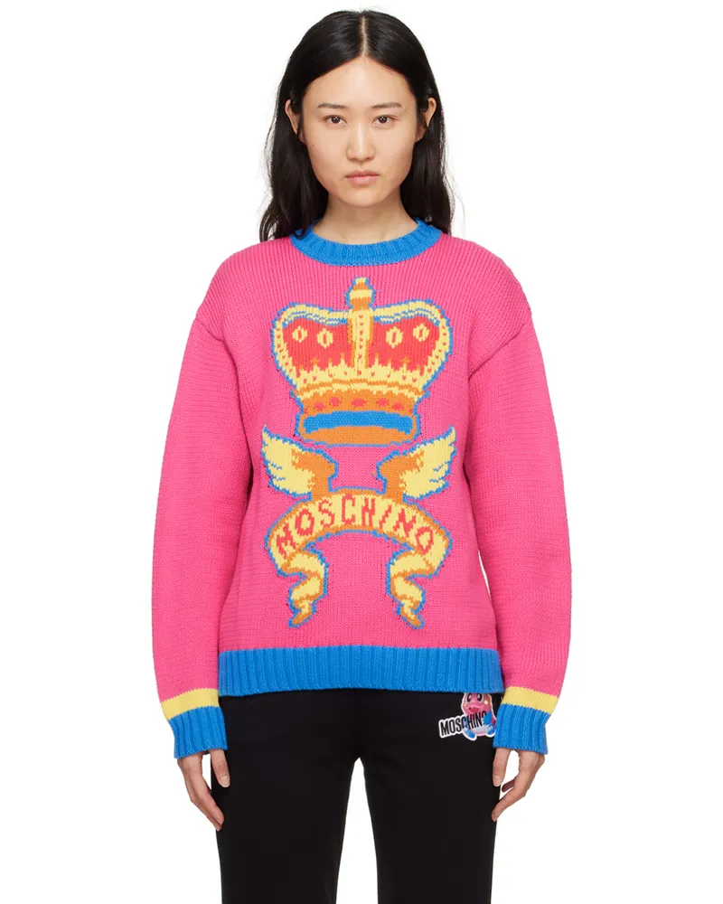 Moschino Pink & Yellow Jacquard Sweater A1217