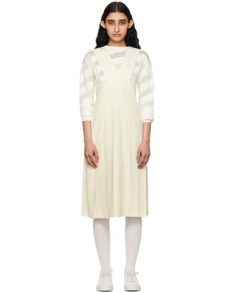 Comme des Garçons Off-White Pleated Midi Dress 1