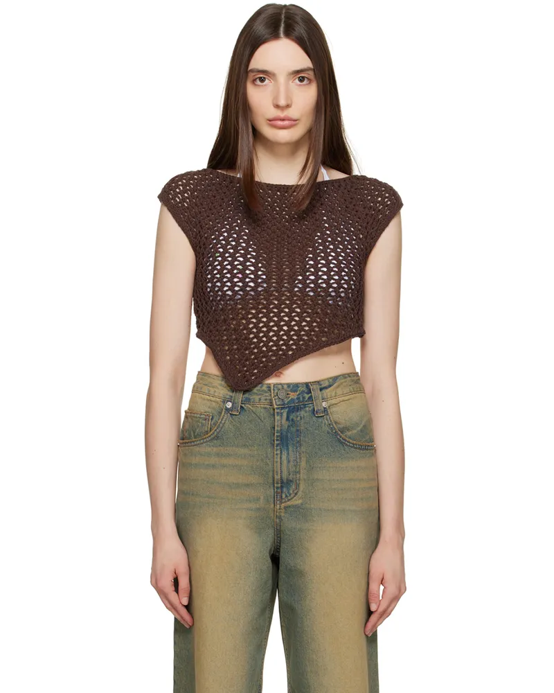 OPEN YY Brown Asymmetric Tank Top Brown
