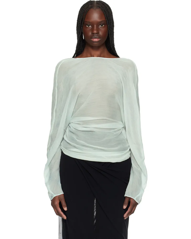 Christopher Esber Blue Latticed Lace Shrug Top Clear