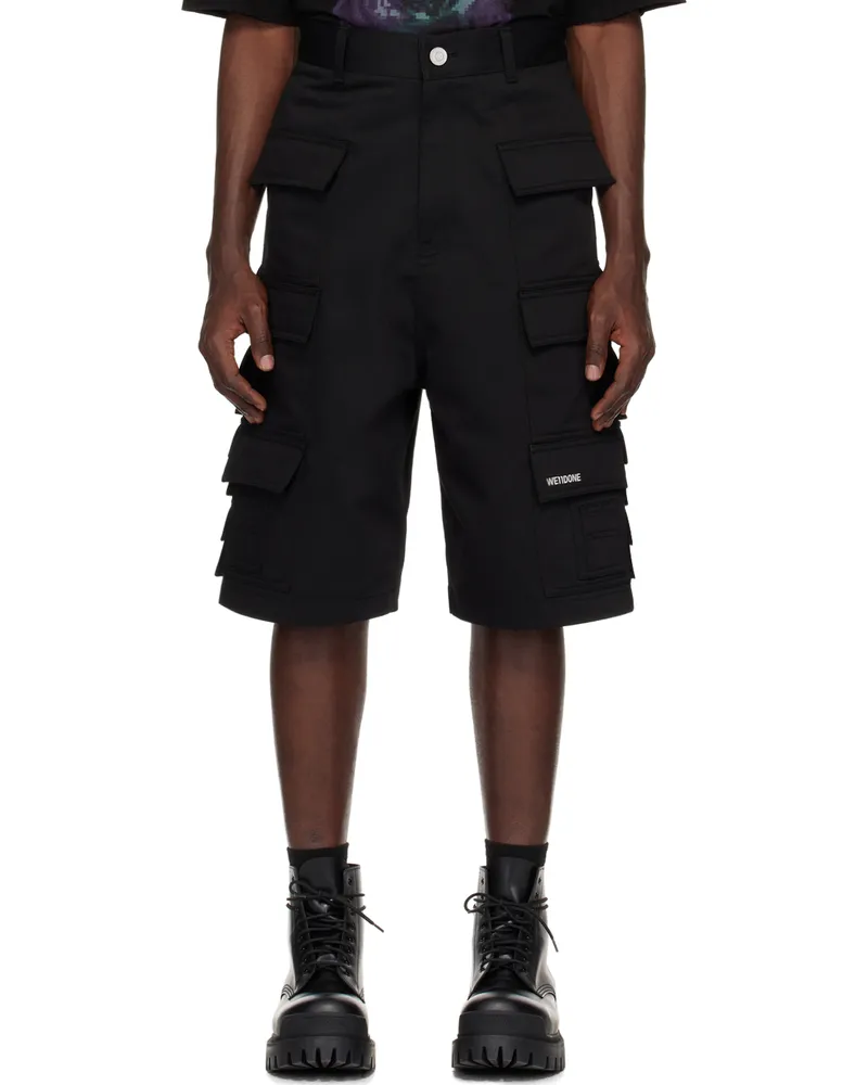 WE 11 DONE Black Flap Pocket Shorts Black