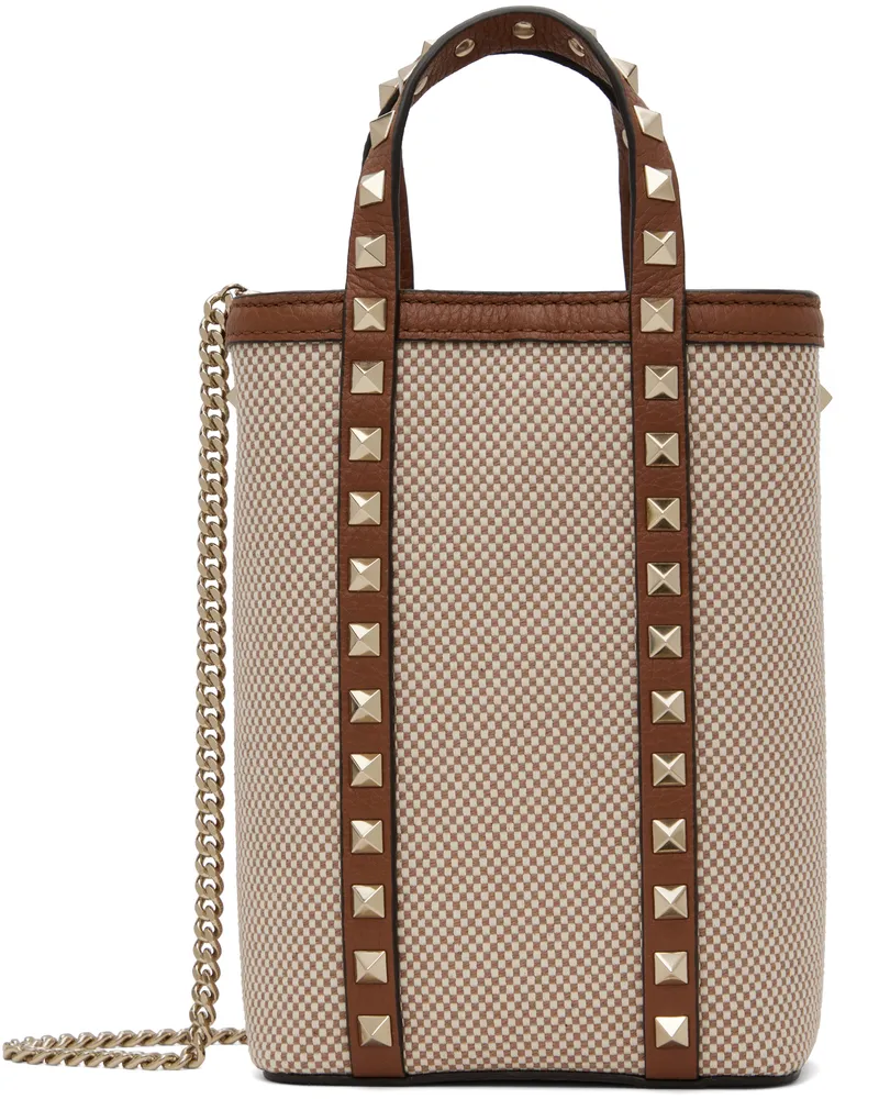 Valentino Garavani Tan Rockstud Mini Tote Rdv