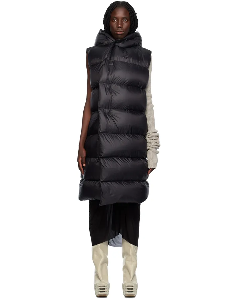 Rick Owens Black Hooded Liner Down Vest 09