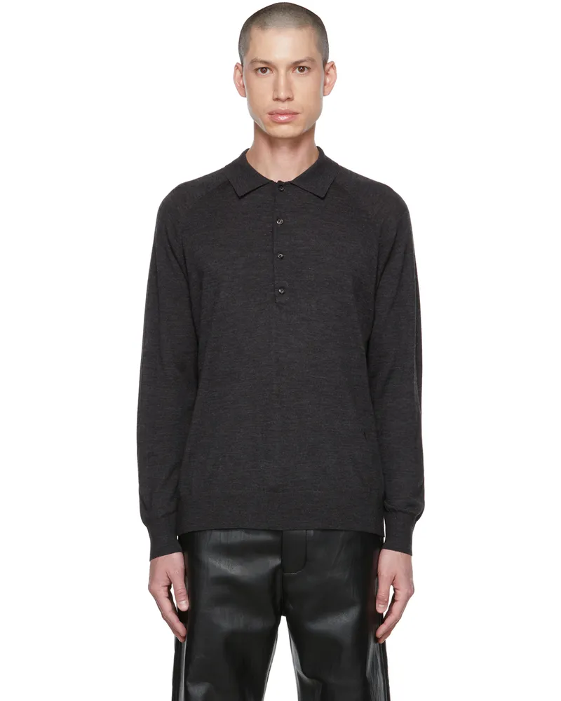 Nanushka Gray Plato Polo Charcoal