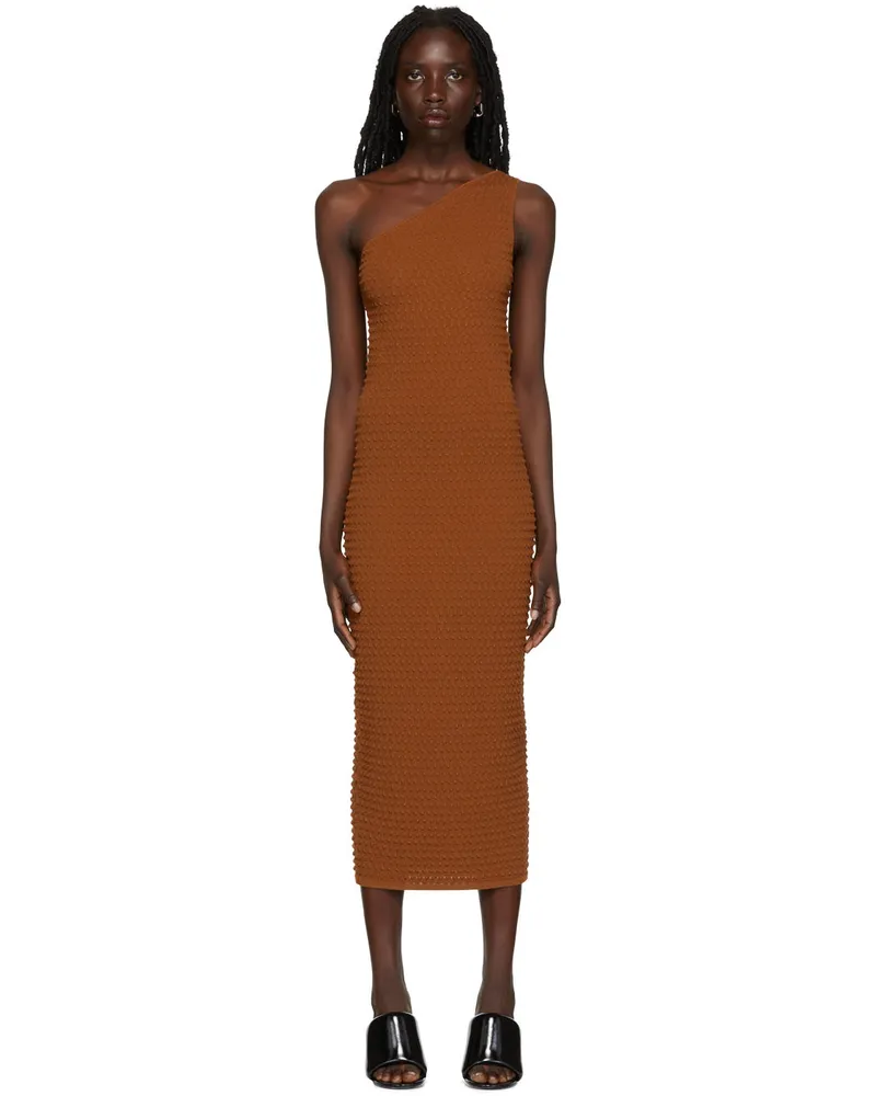 Helmut Lang Brown Viscose Midi Dress Pecan