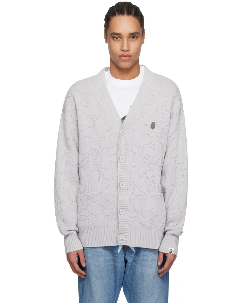 BAPE Gray Solid Camo Jacquard One Point Cardigan Gra-gray