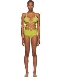 Christopher Esber Green Wrapped Tie & Loop Tie Bikini Citron