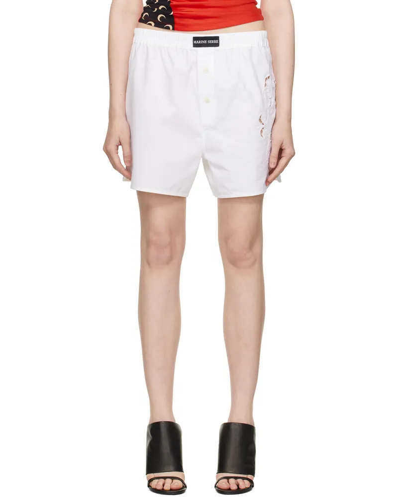Marine Serre White Regenerated Household Linen Shorts Wh10
